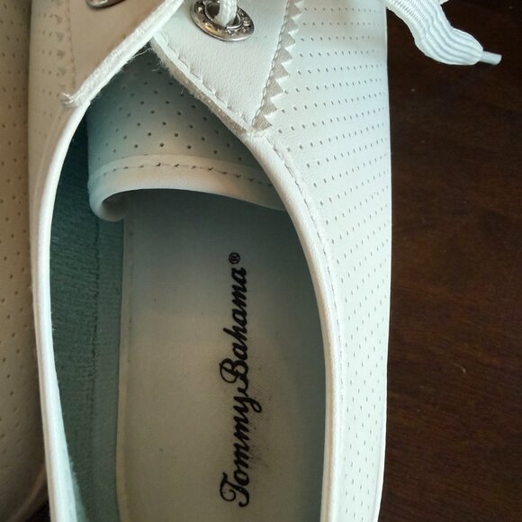Tommy Bahama Women’s Sneakers White Leather Size 9.5 Lace Up Shoes - Picture 3 of 5